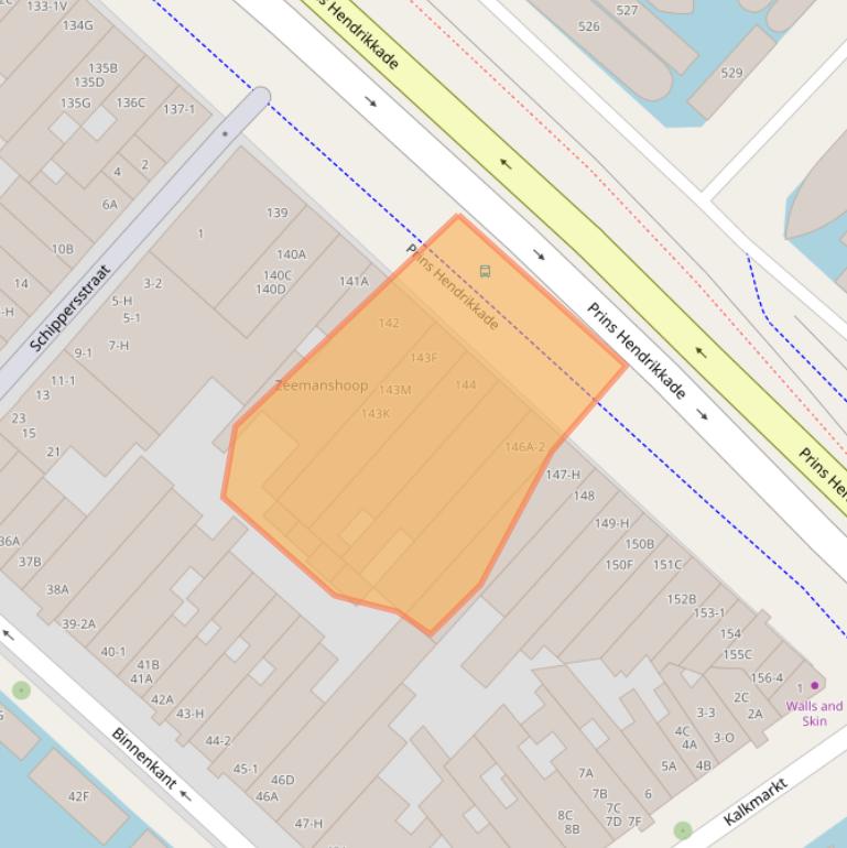 Kaart van postcodegebied 1011AT.