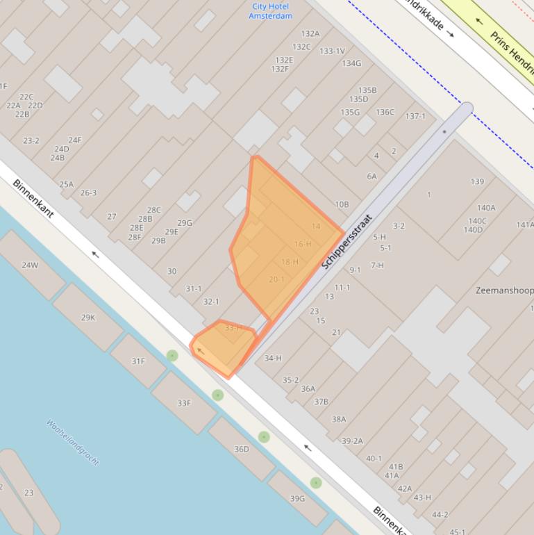 Kaart van postcodegebied 1011BB.