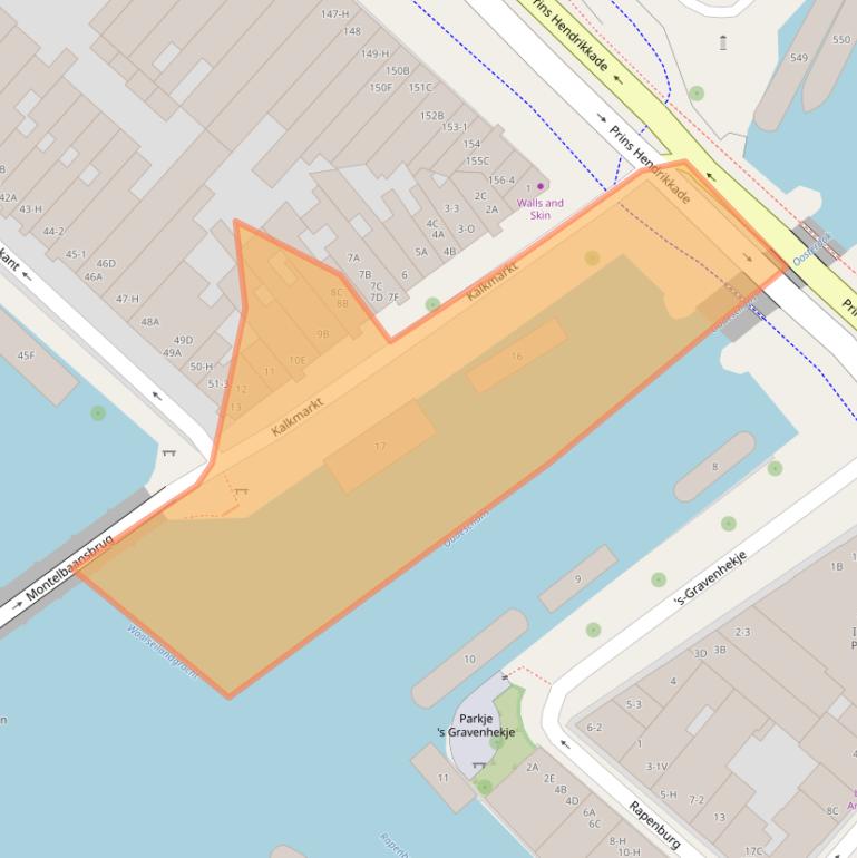 Kaart van postcodegebied 1011BD.