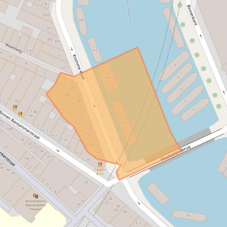 Kaart van postcodegebied 1011BW.