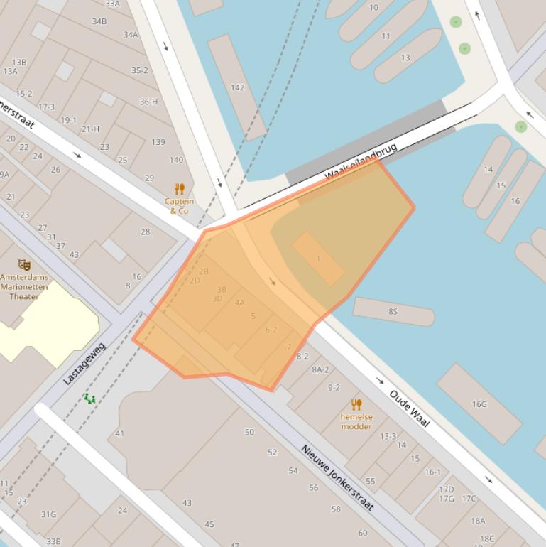 Kaart van postcodegebied 1011BX.