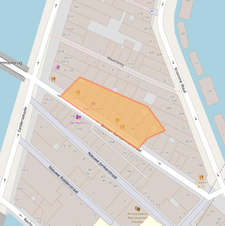 Kaart van postcodegebied 1011CH.