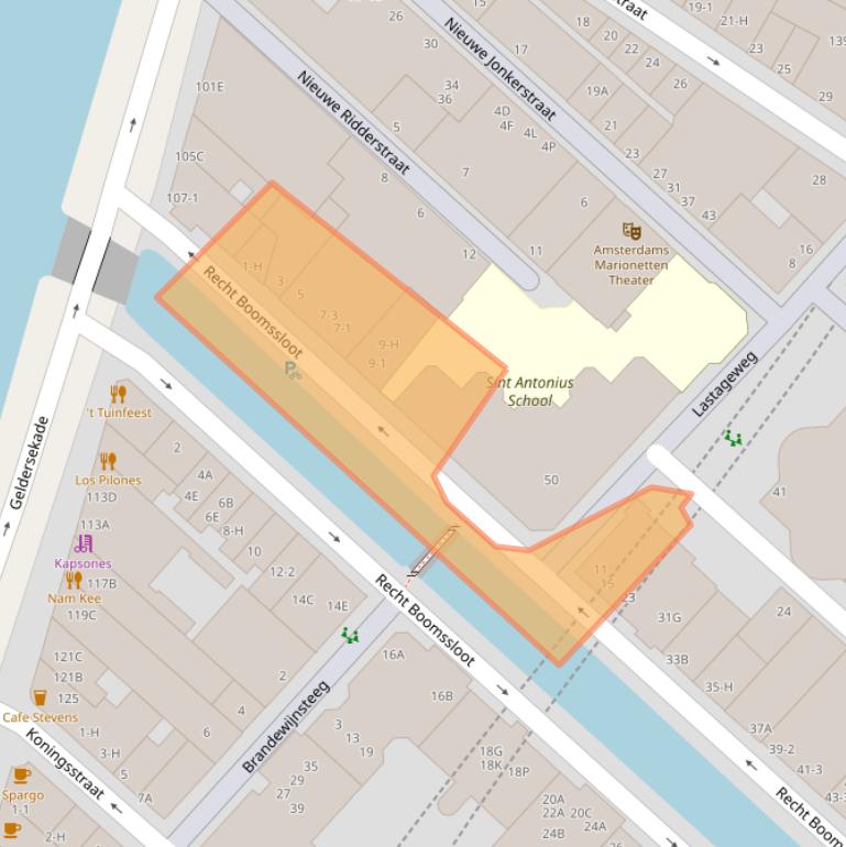 Kaart van postcodegebied 1011CR.