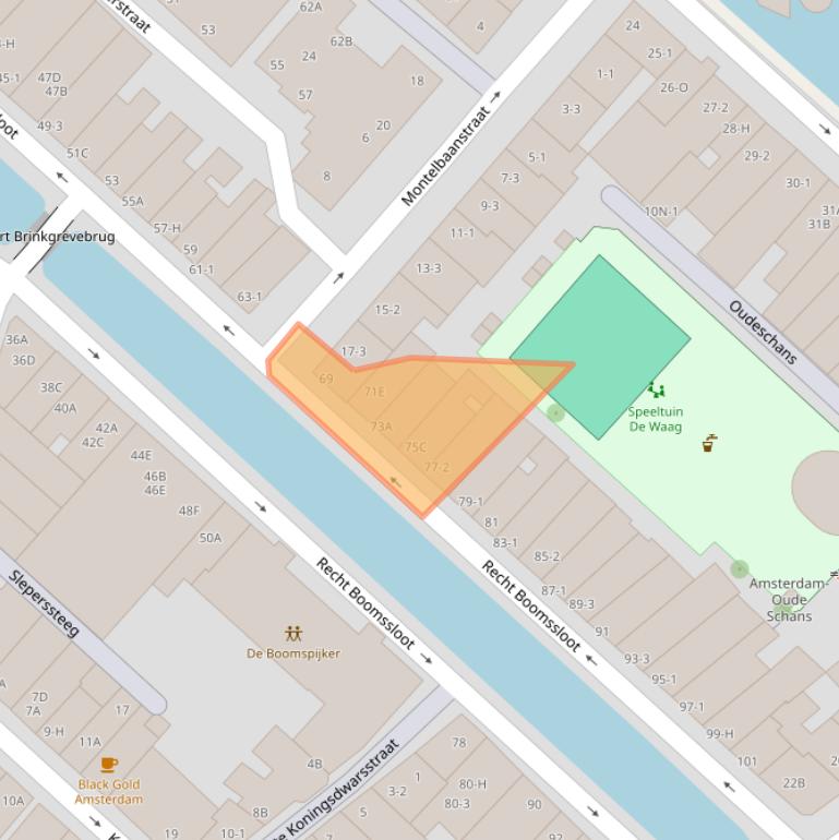 Kaart van postcodegebied 1011CW.