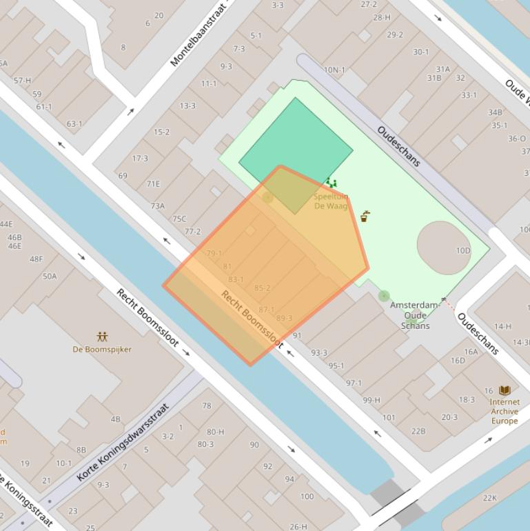 Kaart van postcodegebied 1011CX.