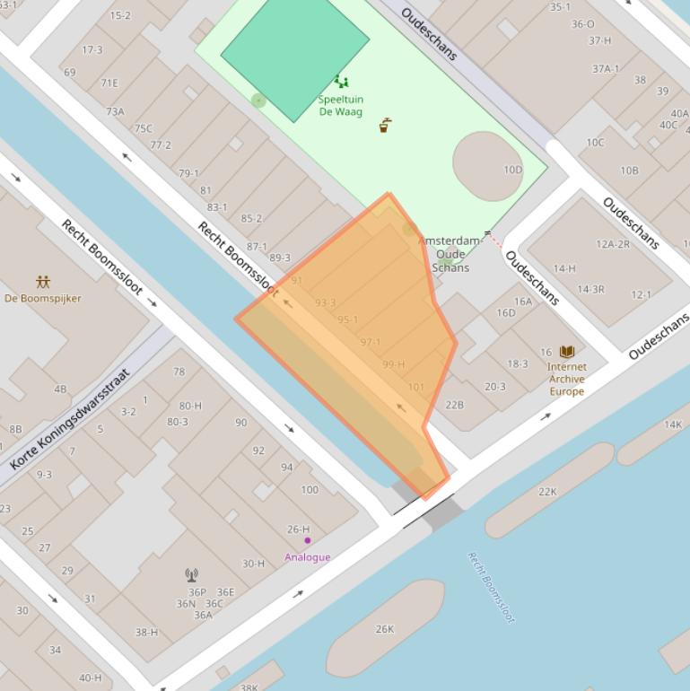 Kaart van postcodegebied 1011CZ.