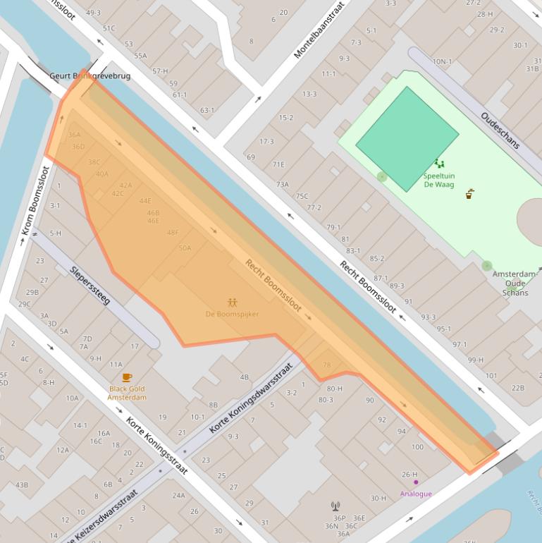 Kaart van postcodegebied 1011EC.