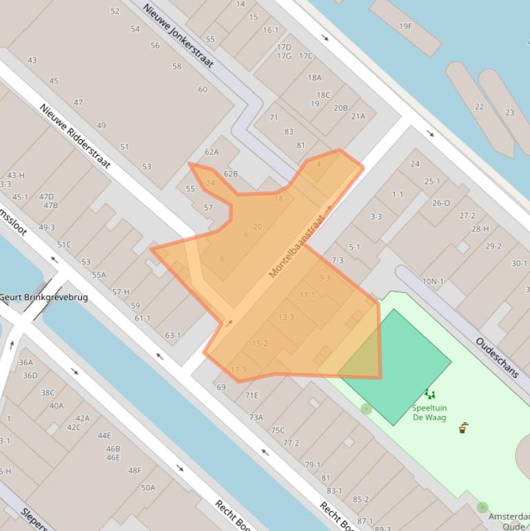 Kaart van postcodegebied 1011EG.