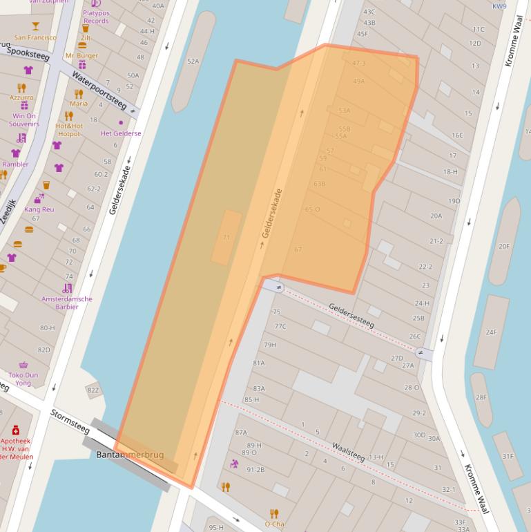 Kaart van postcodegebied 1011EK.