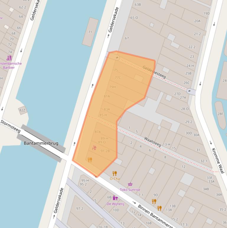 Kaart van postcodegebied 1011EL.