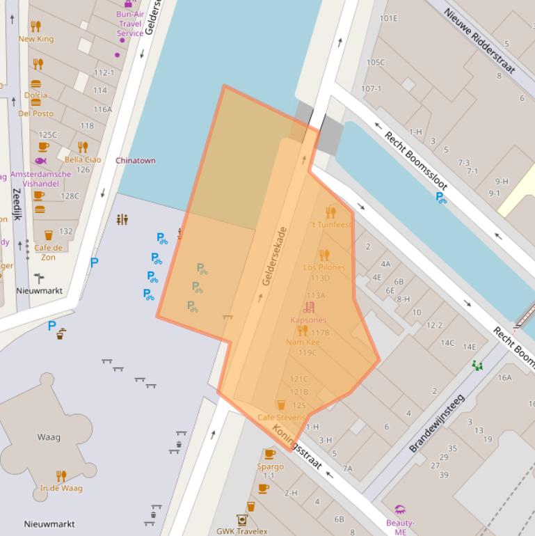 Kaart van postcodegebied 1011EN.