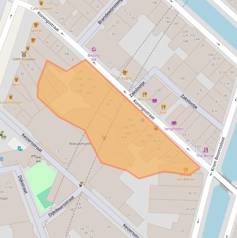 Kaart van postcodegebied 1011EW.