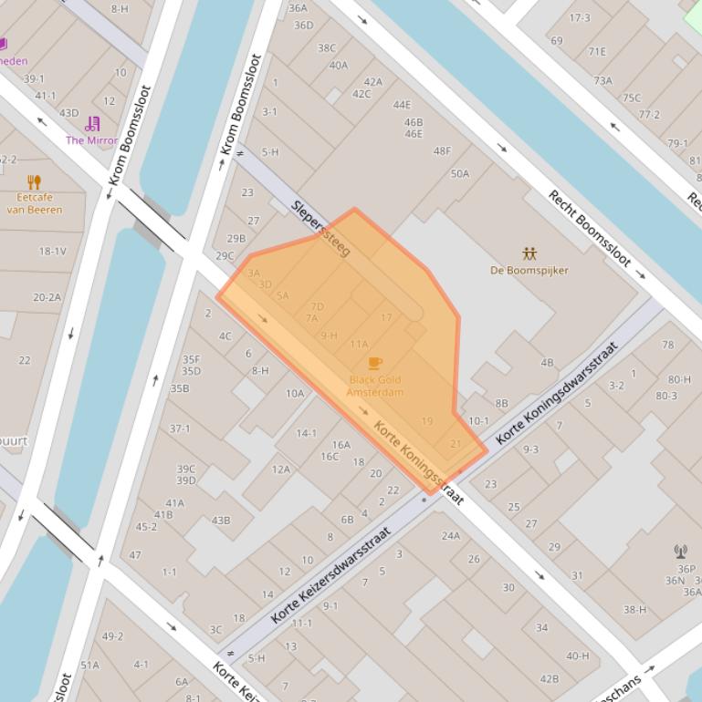 Kaart van postcodegebied 1011EX.