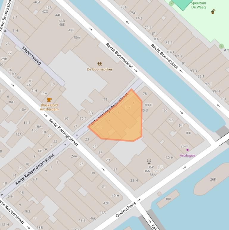 Kaart van postcodegebied 1011GB.