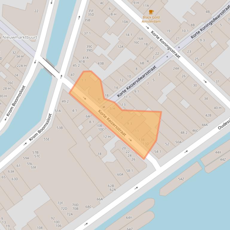 Kaart van postcodegebied 1011GG.