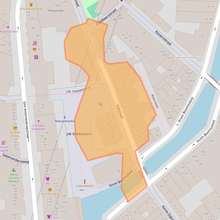 Kaart van postcodegebied 1011GL.