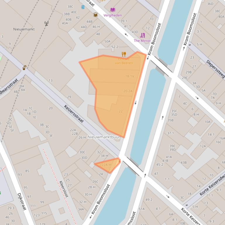 Kaart van postcodegebied 1011GW.