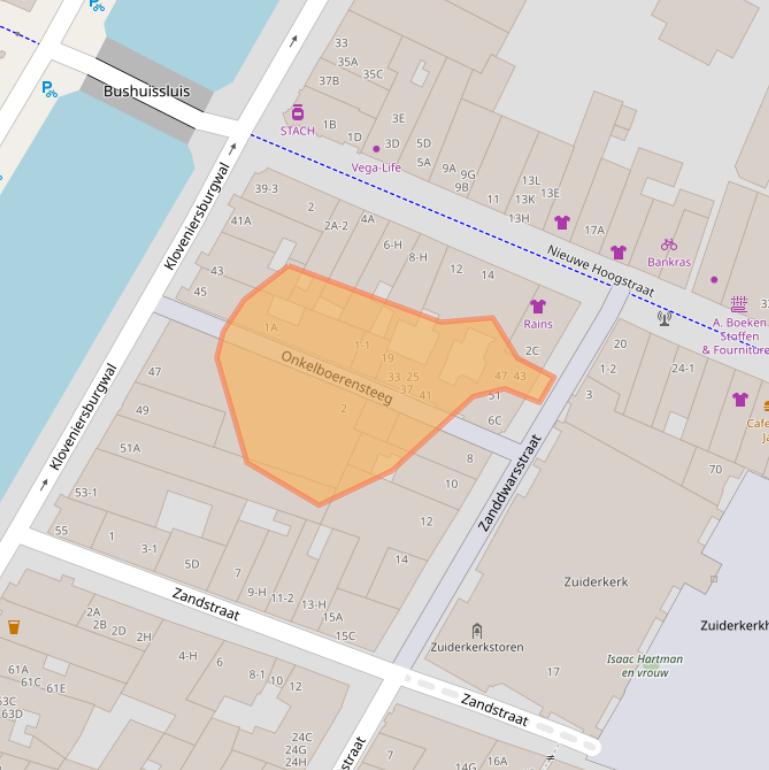 Kaart van postcodegebied 1011HH.