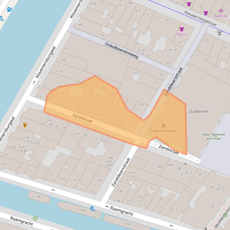 Kaart van postcodegebied 1011HJ.