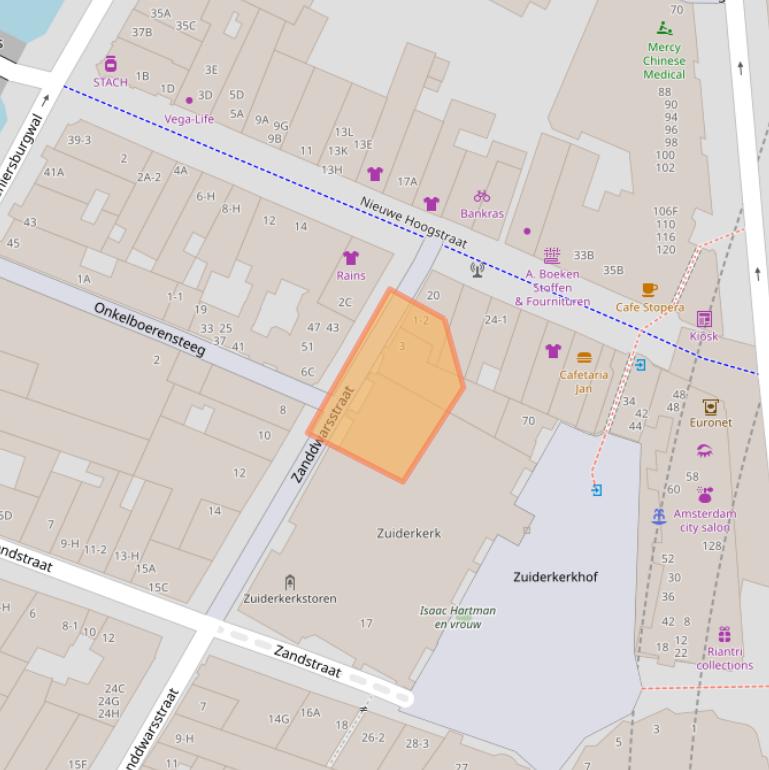 Kaart van postcodegebied 1011HM.