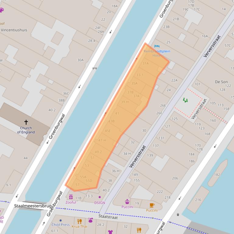 Kaart van postcodegebied 1011HS.