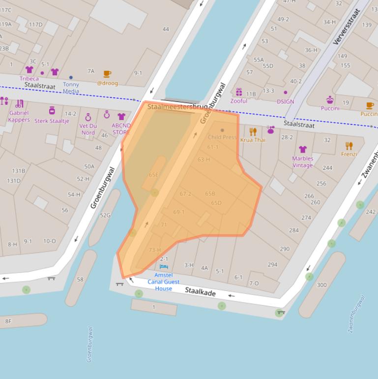 Kaart van postcodegebied 1011HT.