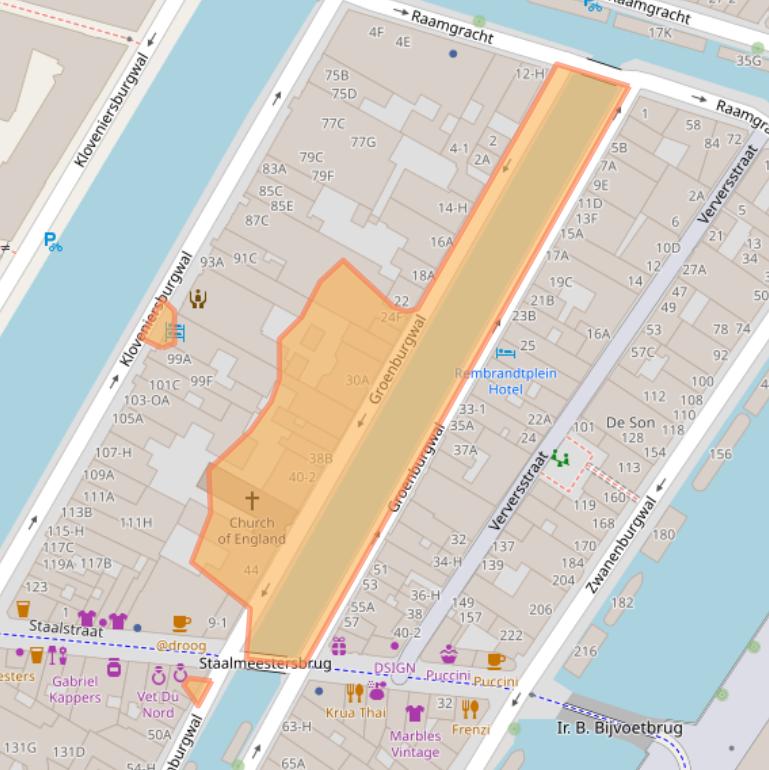 Kaart van postcodegebied 1011HW.