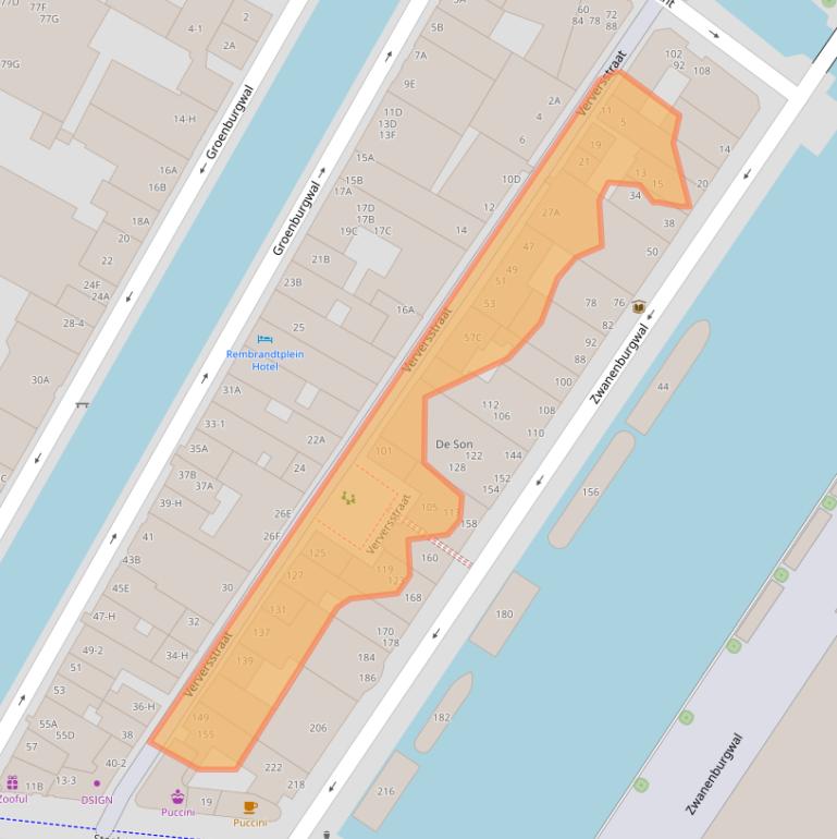 Kaart van postcodegebied 1011HZ.