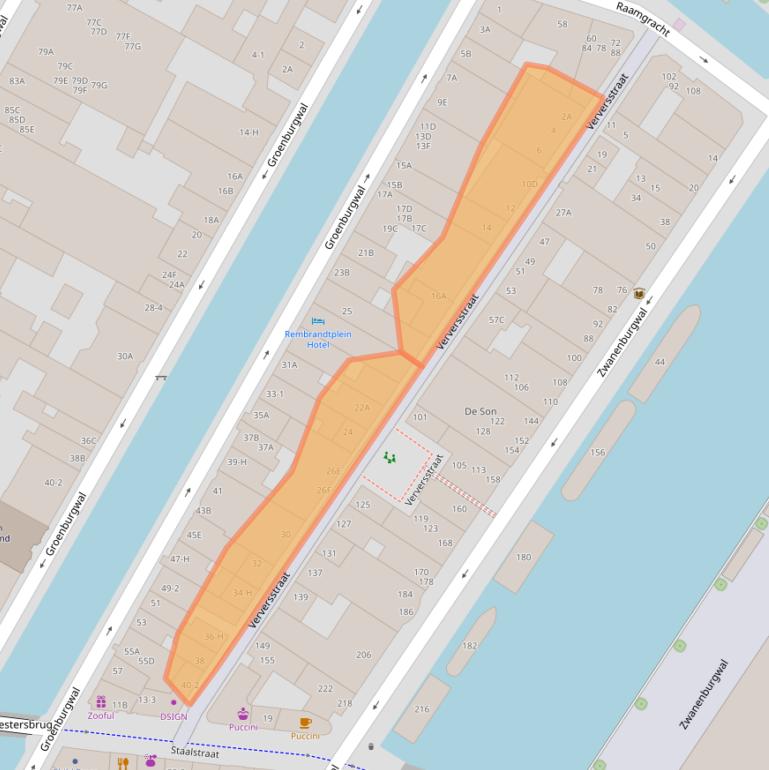 Kaart van postcodegebied 1011JA.