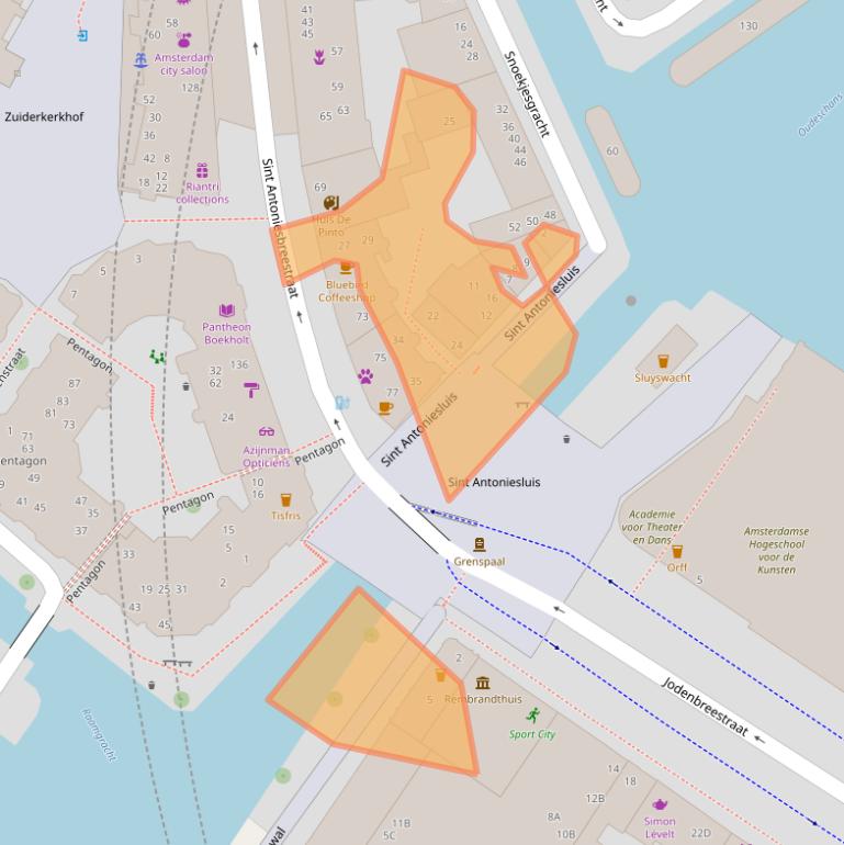 Kaart van postcodegebied 1011JB.