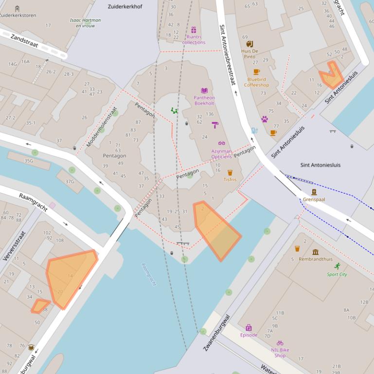 Kaart van postcodegebied 1011JC.