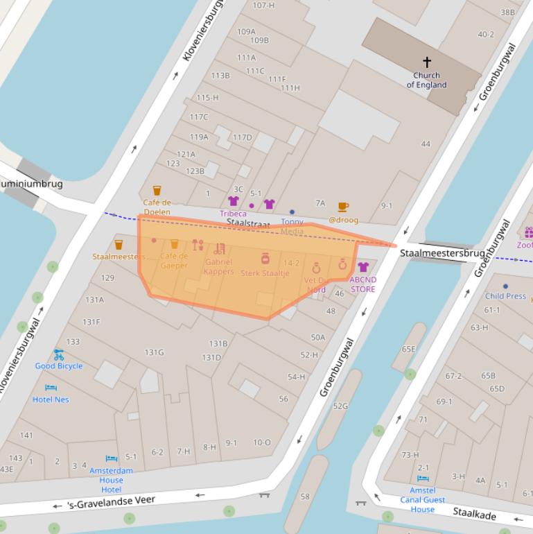 Kaart van postcodegebied 1011JL.