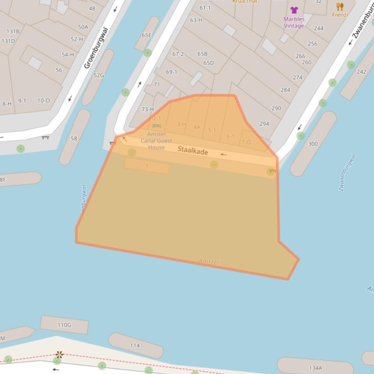 Kaart van postcodegebied 1011JN.