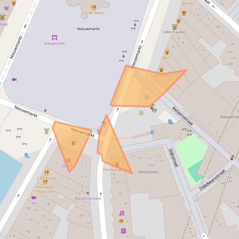 Kaart van postcodegebied 1011JS.