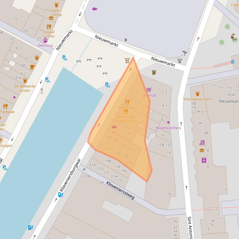 Kaart van postcodegebied 1011JT.