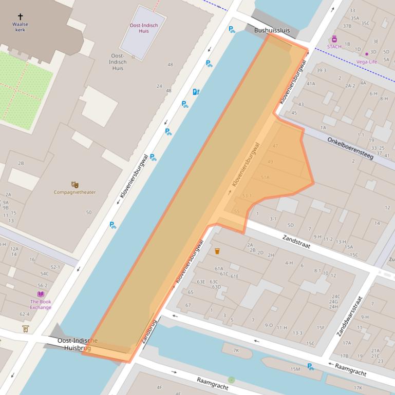 Kaart van postcodegebied 1011JX.