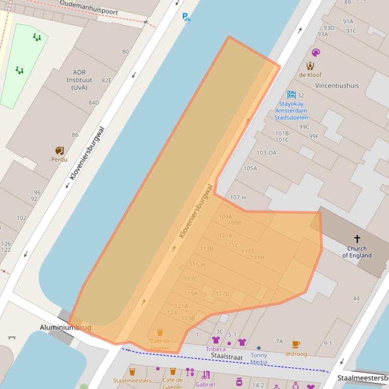 Kaart van postcodegebied 1011KC.