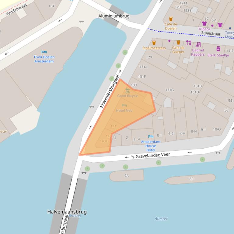 Kaart van postcodegebied 1011KE.