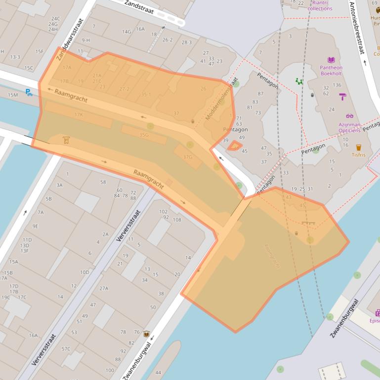 Kaart van postcodegebied 1011KJ.