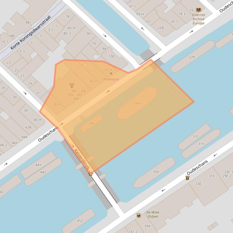 Kaart van postcodegebied 1011LB.