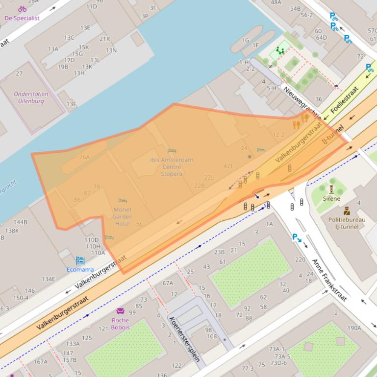 Kaart van postcodegebied 1011LZ.