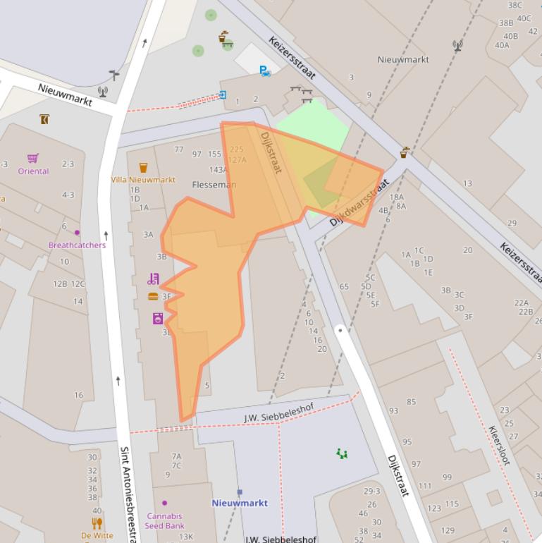 Kaart van postcodegebied 1011MB.