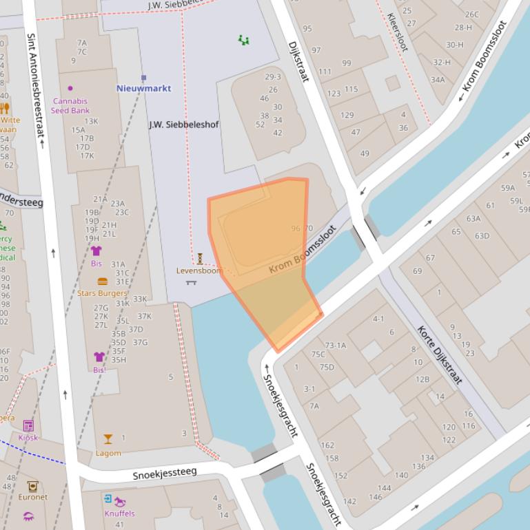 Kaart van postcodegebied 1011MC.