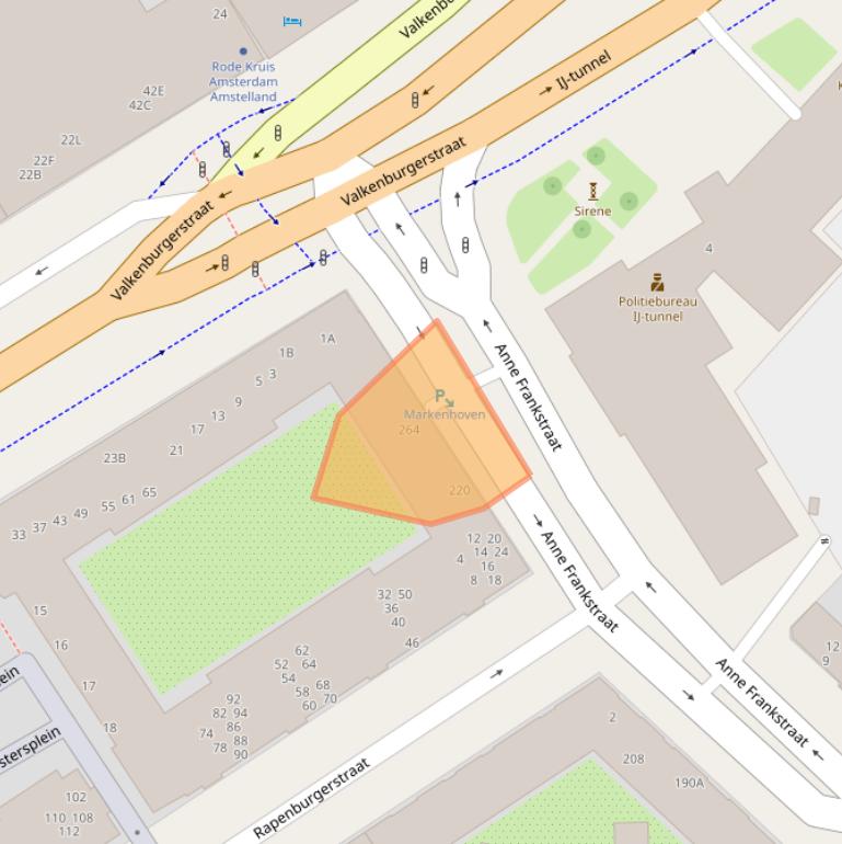 Kaart van postcodegebied 1011MP.