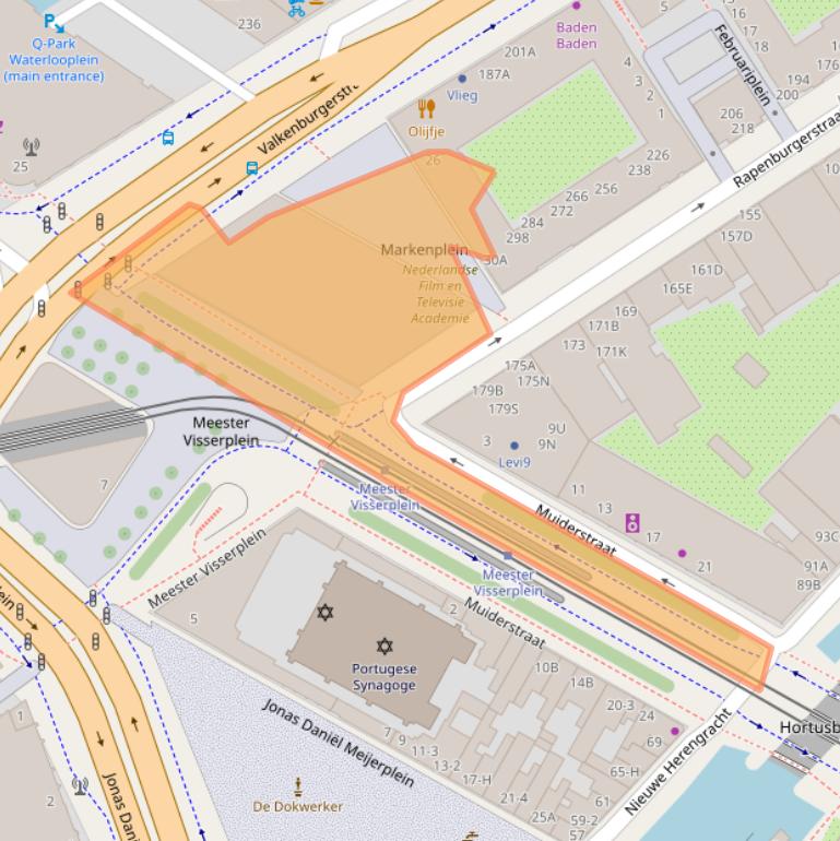 Kaart van postcodegebied 1011MV.