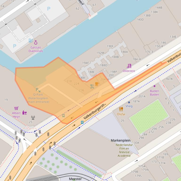 Kaart van postcodegebied 1011ND.