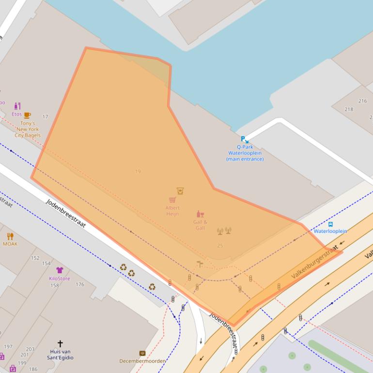 Kaart van postcodegebied 1011NH.