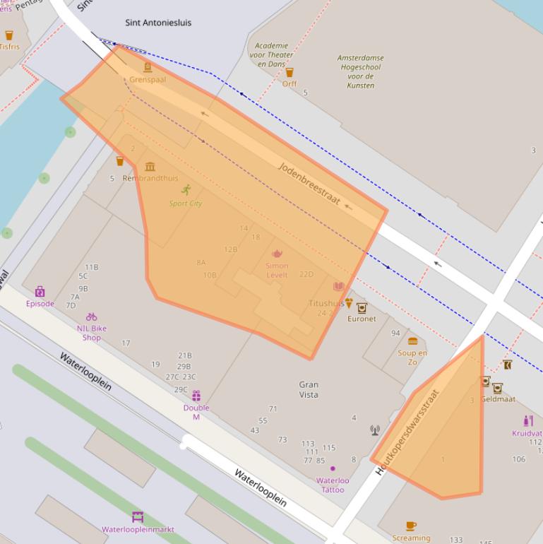 Kaart van postcodegebied 1011NK.