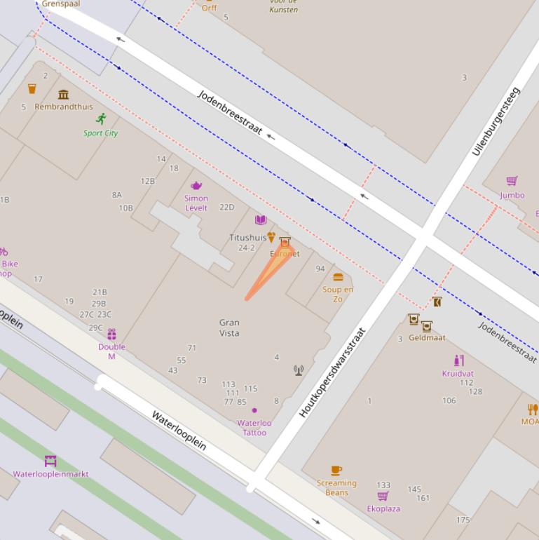 Kaart van postcodegebied 1011NP.