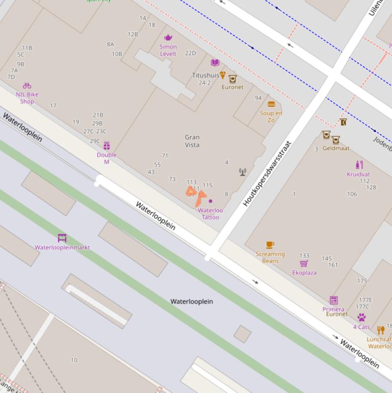 Kaart van postcodegebied 1011PC.